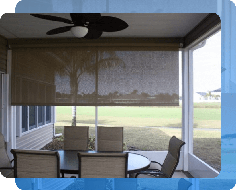 Example of a motorized screen that The Covered Patio offers in Huntsville and Madison, AL.